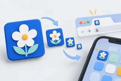 Ein großes Bildmotiv wird in verschieden große Website- und Smartphone-Symbole übertragen.