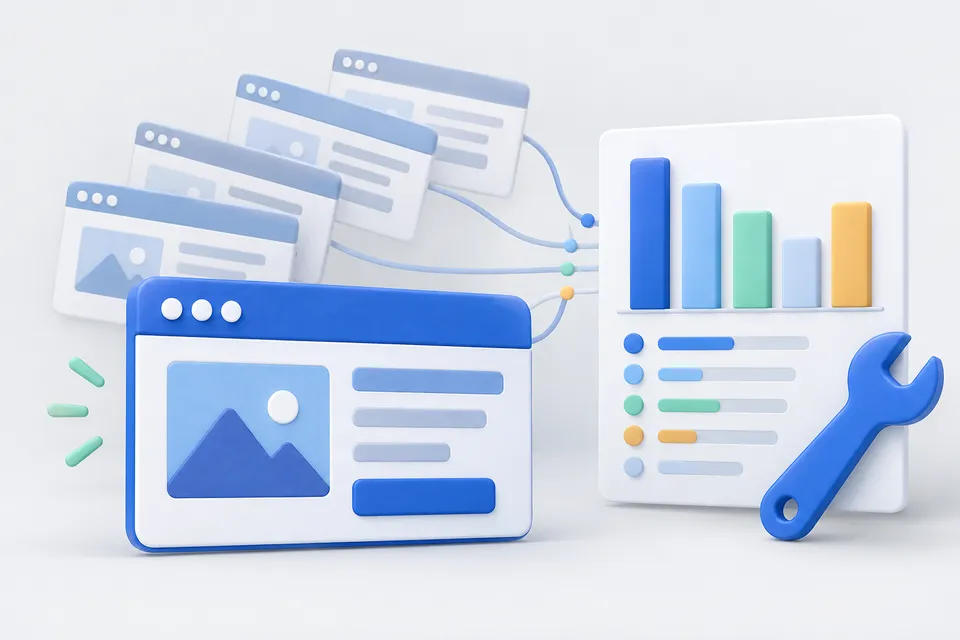 A highlighted website map is compared to several other maps and their metrics.