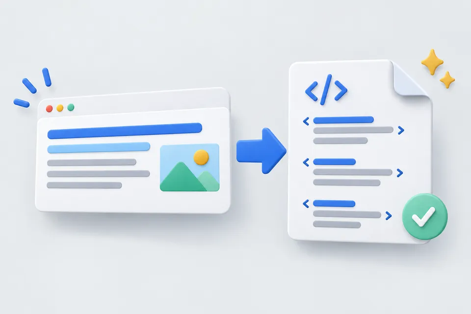The title, description and preview image of a website are transferred to a source code module.