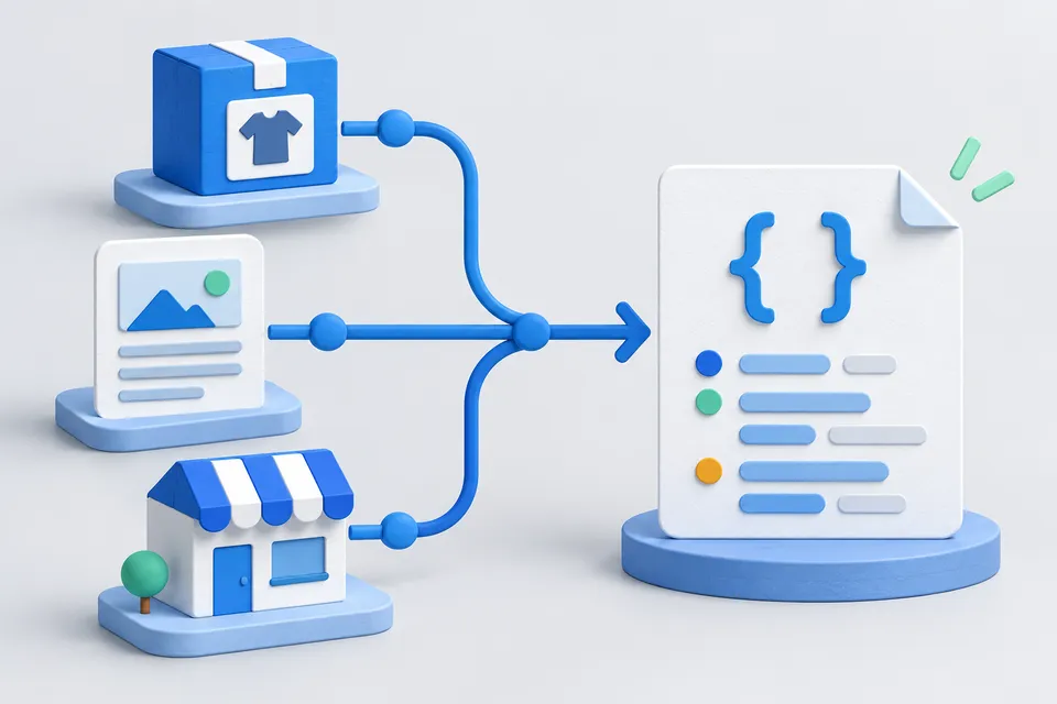 An article, a product and a company are combined into ordered data modules.